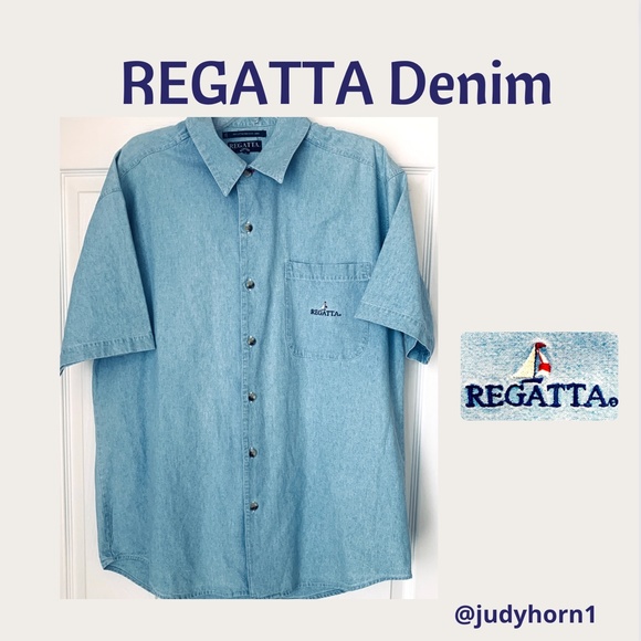 Regatta Men’s Denim Shirt Light Wash Short Sleeves - Picture 3 of 6